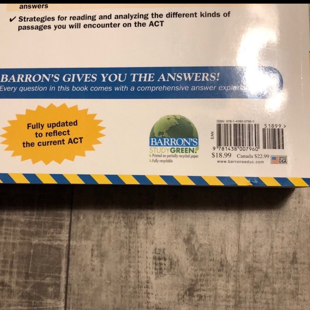 Barron's ACT Prep Paperback Study Guide Trade Paperback Guidebook 2nd Ed 2016 - Picture 10 of 11